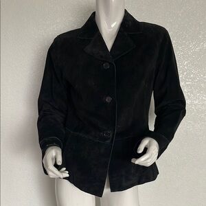 💯Leather Brandon Thomas Black Tailored Blazer with Notched Lapels